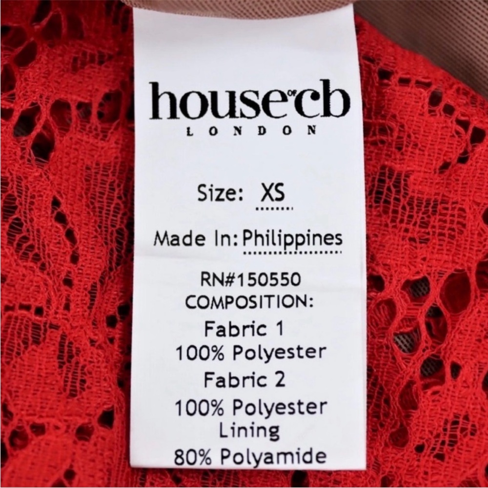 NEW House of CB Lisandra Lace Maxi Dress Red Crystal Trim Cutout Long Sleeve XS - Picture 8 of 15